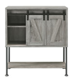 Mabel Grey Driftwood Bar Cabinet with 2 Sliding Barn Doors