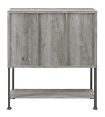 Mabel Grey Driftwood Bar Cabinet with 2 Sliding Barn Doors