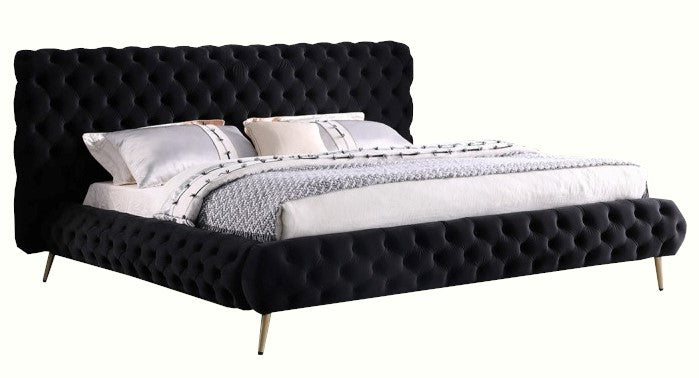 Madison Black Velvet Cal King Bed (Oversized)