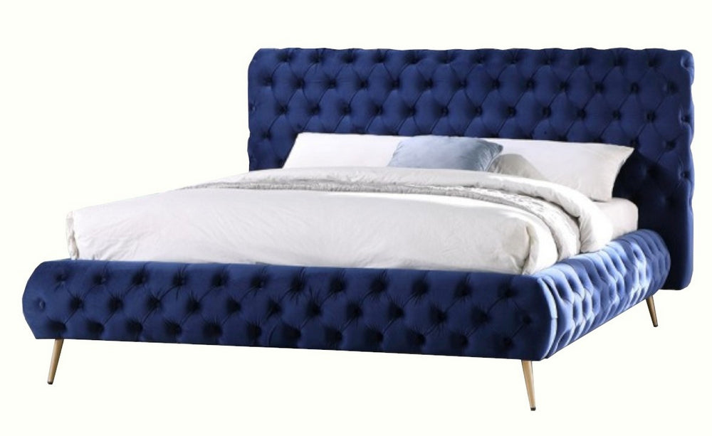 Madison Blue Velvet King Bed (Oversized)