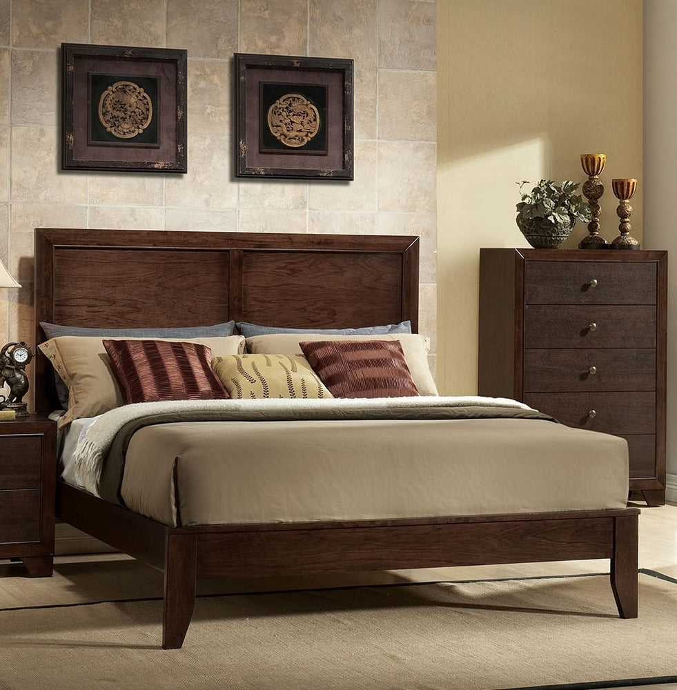 Madison Espresso Wood King Panel Bed