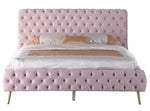 Madison Pink Velvet King Bed (Oversized)