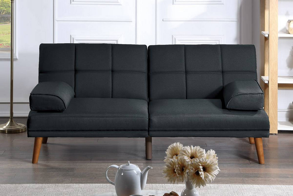 Mahika Black Linen-Like Fabric Adjustable Sofa