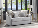 Mahler Beige Linen Loveseat with Nailhead Trim