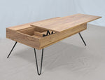 Makayla Golden Oak Wood/Black Metal Lift-Top Coffee Table