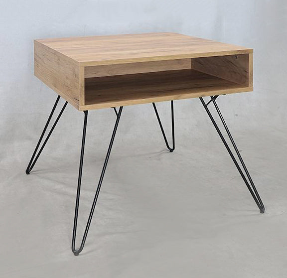 Makayla Golden Oak Wood/Black Wood End Table