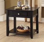 Malachi Black Wood End Table with 1 Drawer