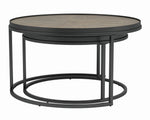 Malia 2-Pc Weathered Elm Wood/Gunmetal Nesting Table Set