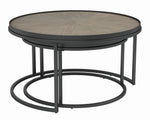 Malia 2-Pc Weathered Elm Wood/Gunmetal Nesting Table Set