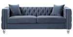 Manana Blue Velvet Fabric 2-Seat Sofa