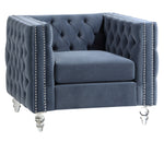 Manana Blue Velvet Fabric Chair