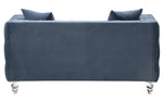 Manana Blue Velvet Fabric Loveseat