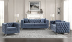 Manana Blue Velvet Fabric Loveseat