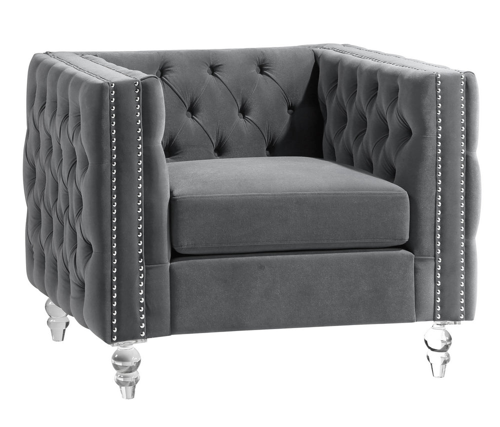 Manana Gray Velvet Fabric Chair