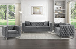 Manana Gray Velvet Fabric Loveseat