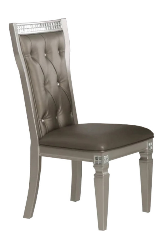 Mare 2 Grey Wood/Faux Leather Side Chairs