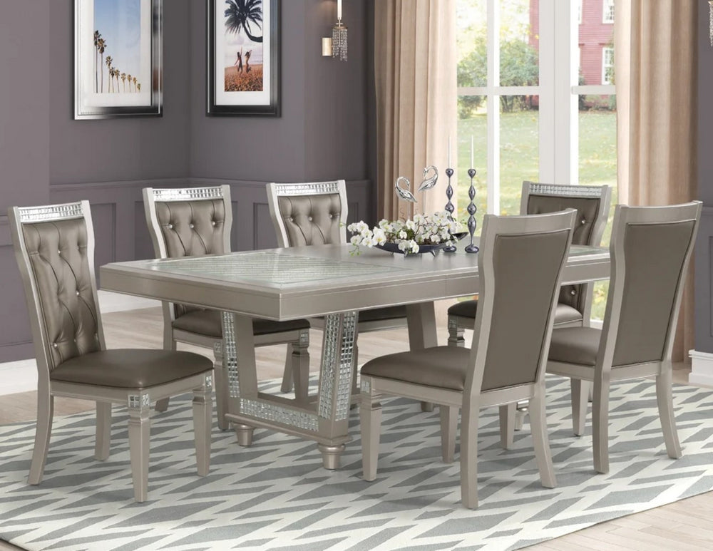 Mare 7-Pc Grey Wood Dining Table Set