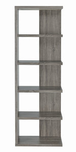 Harrison Weathered Grey Wood 5-Tier Bookcase