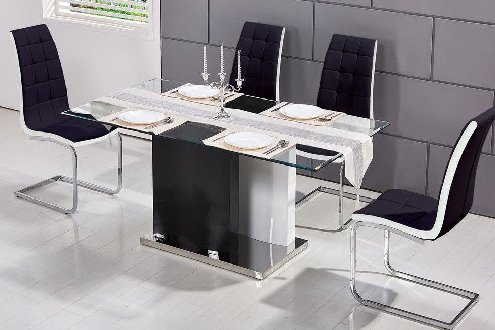 Marilyn 5-Pc Glass/Black Dining Table Set