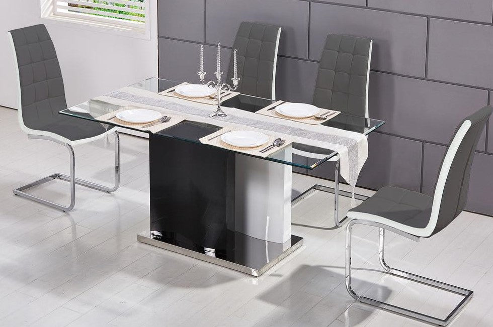 Marilyn 5-Pc Glass/Grey Dining Table Set
