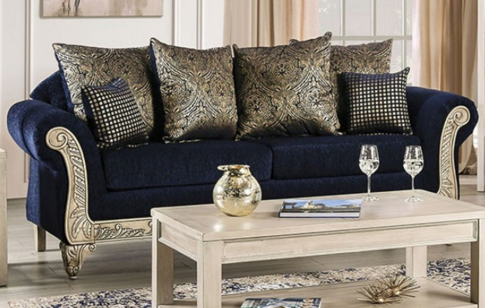 Marinella Royal Blue Chenille 2-Seat Sofa (Oversized)