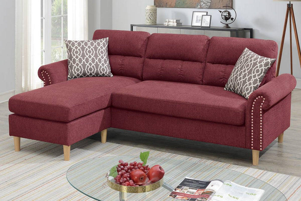 Marlies 2-Pc Paprika Red Velvet Reversible Sectional Sofa