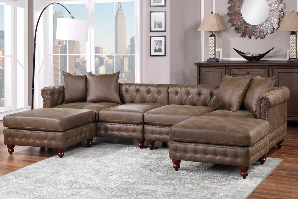 Marlow Dark Coffee Modular Sectional with Ottomans