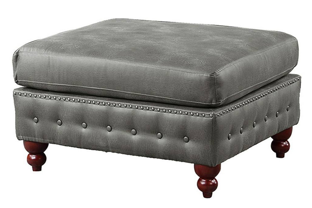 Marlow Slate Grey Breathable Leatherette Cocktail Ottoman