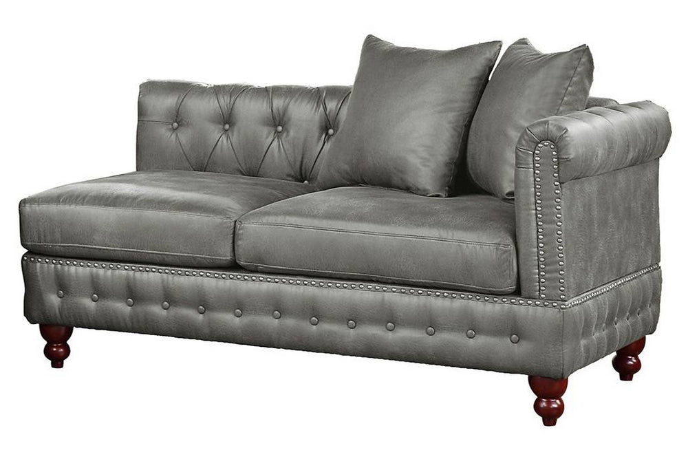 Marlow Slate Grey Breathable Leatherette Reversible Chaise