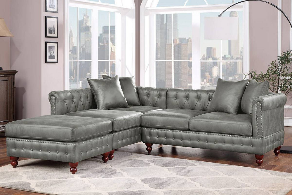 Marlow Slate Grey Modular Sectional with Ottoman