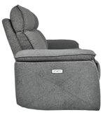 Maroni Gray Fabric Power Recliner Loveseat with USB