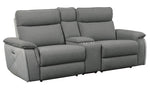 Maroni Gray Power Recliner Loveseat with Console