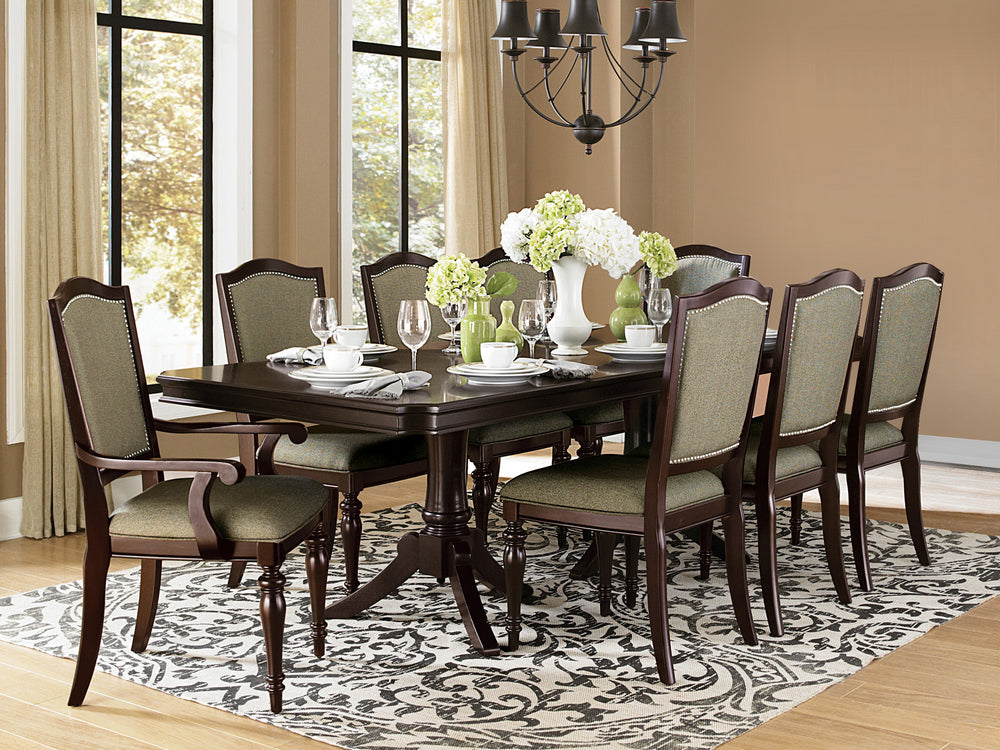 Marston 9-Pc Dark Cherry Wood Dining Table Set