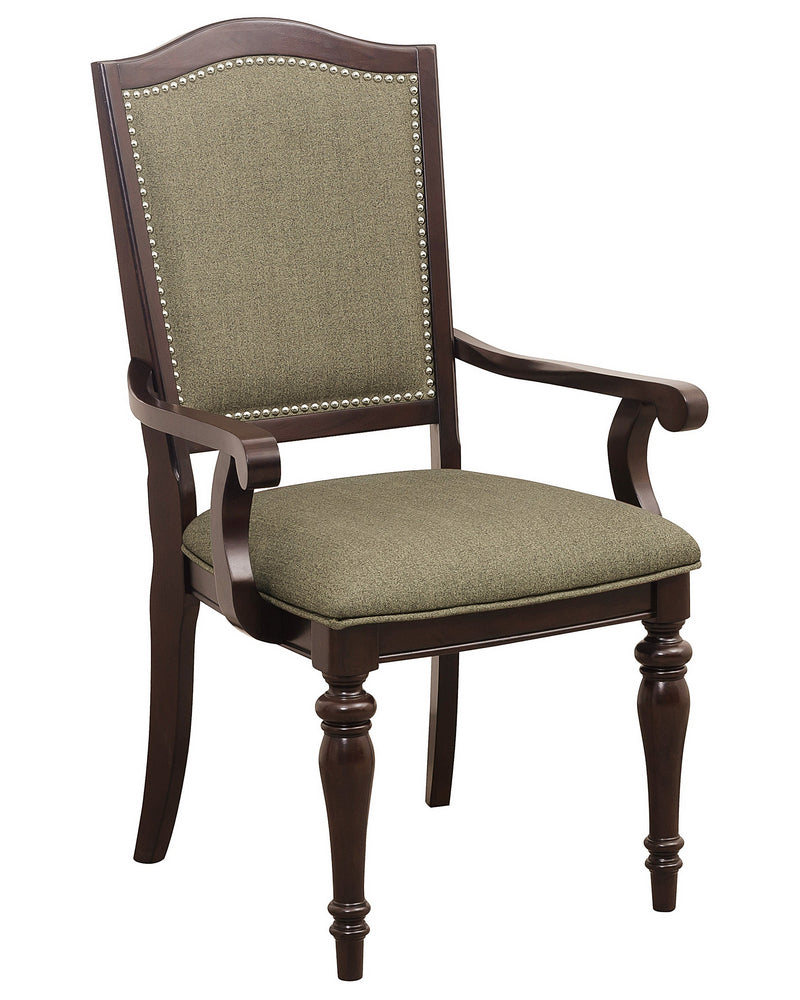 Marston 2 Dark Cherry Wood/Neutral Fabric Arm Chairs