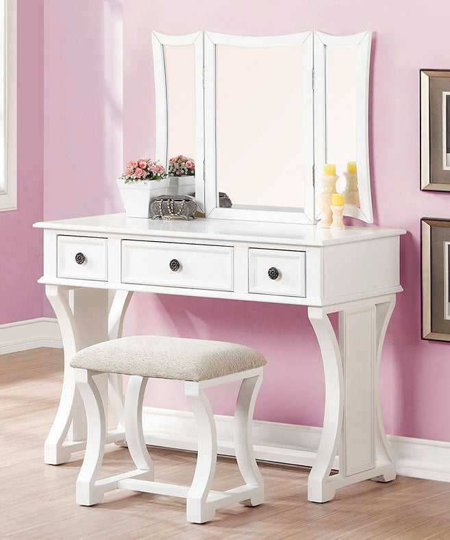 Martina 3-Pc White Wood Vanity Set