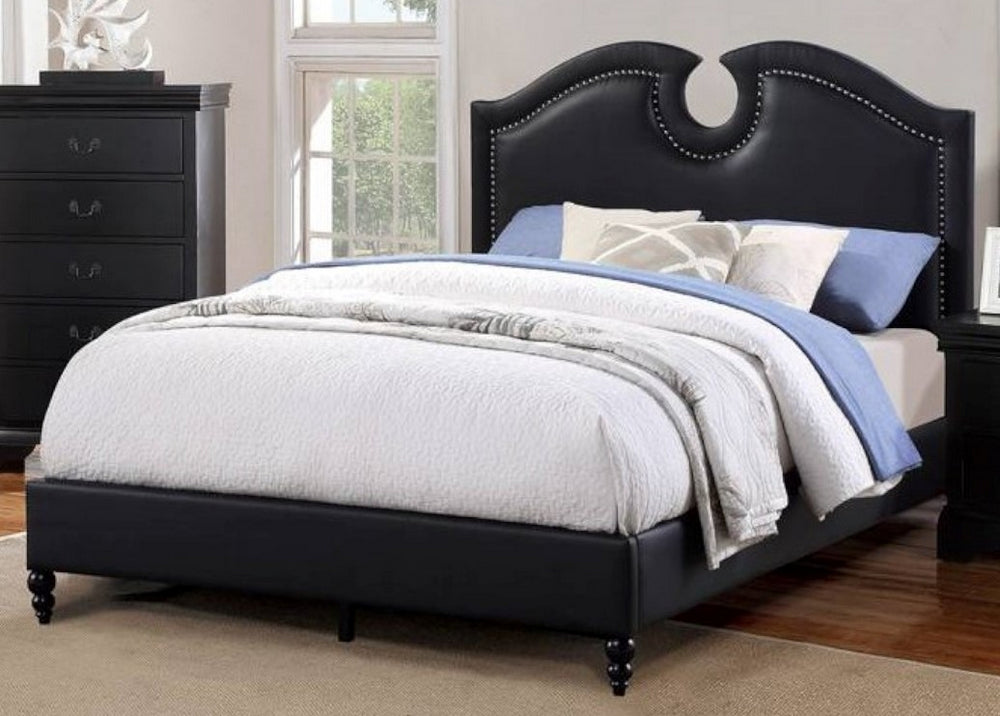 Matilde Black Faux Leather Upholstered Queen Bed