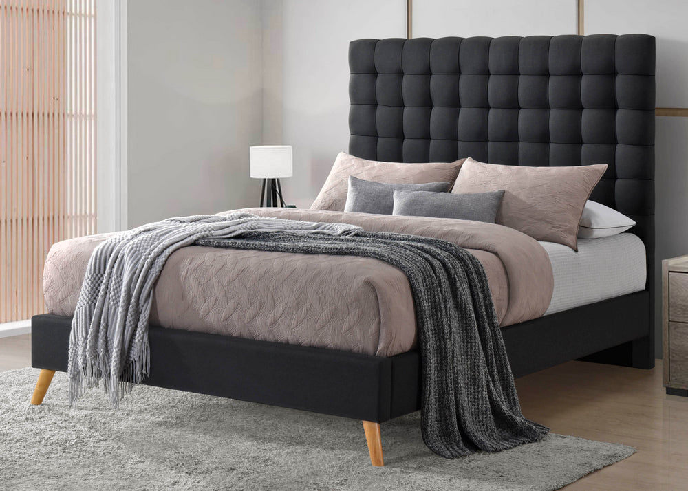 Maude Dark Gray Linen Fabric Full Platform Bed