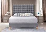 Maude Light Gray Linen Fabric Cal King Platform Bed