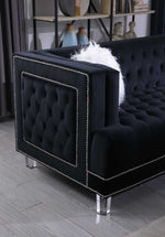 Maya 2-Pc Black Velvet Tufted Sofa Set