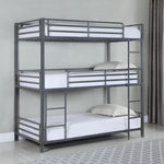 Maynard Gunmetal Metal Twin Triple Bunk Bed