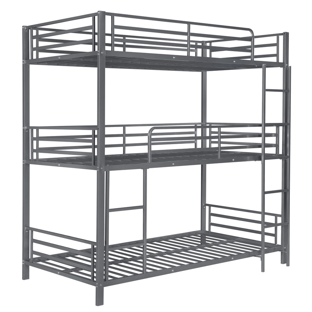 Maynard Gunmetal Metal Twin Triple Bunk Bed