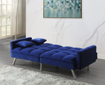 Mecene Blue Velvet Grid Tufted Adjustable Sofa