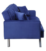 Mecene Blue Velvet Grid Tufted Adjustable Sofa