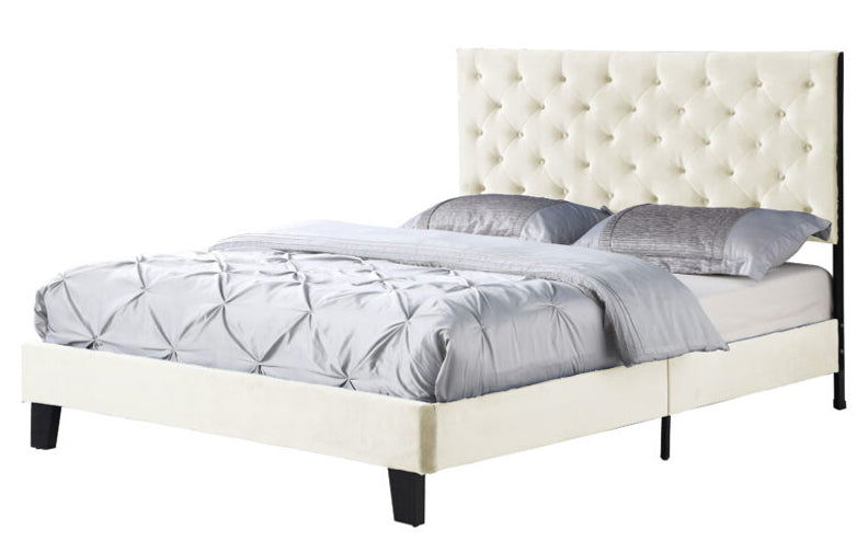 Melany Beige Fabric Cal King Platform Bed