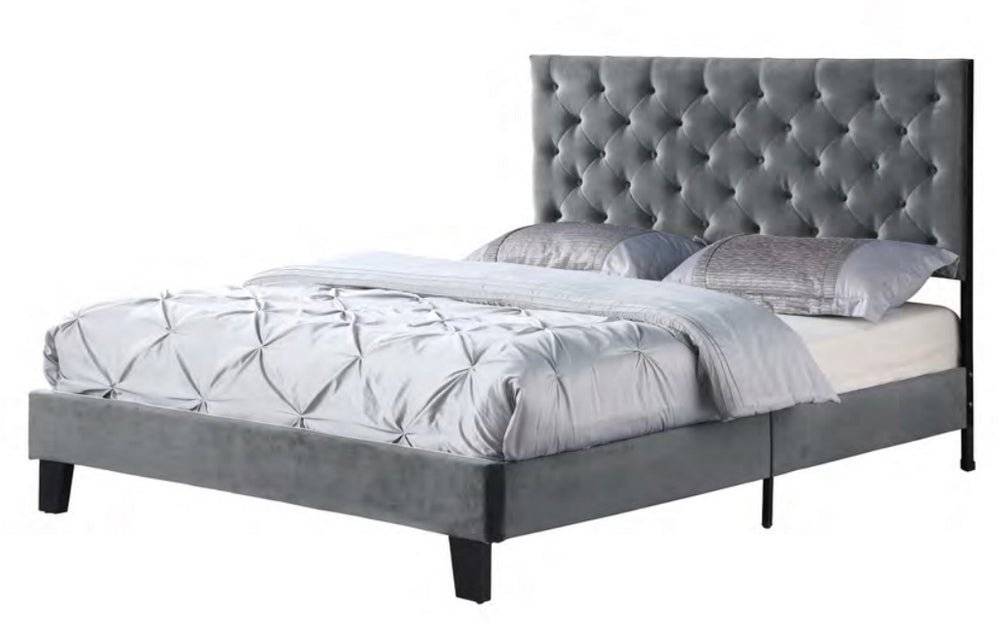 Melany Grey Fabric Full Platform Bed