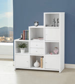 Melina White Wood Asymmetrical Bookcase