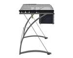 Melo Contemporary Smoke Glass/Silver Metal Drafting Desk