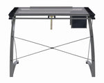 Melo Contemporary Smoke Glass/Silver Metal Drafting Desk