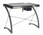 Melo Contemporary Smoke Glass/Silver Metal Drafting Desk