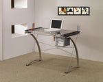 Melo Contemporary Smoke Glass/Silver Metal Drafting Desk